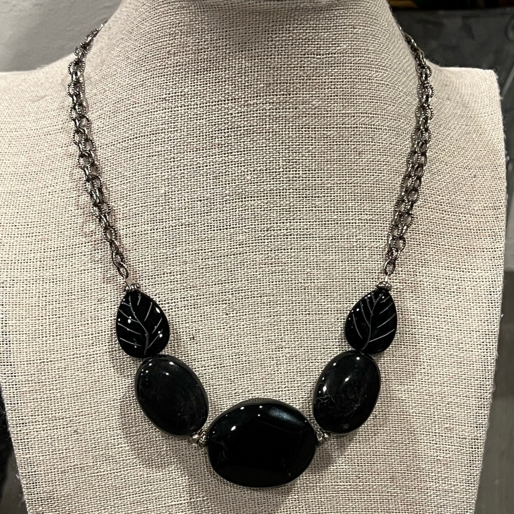 Barse Sterling Silver and Black onyx stone Necklace
